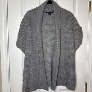Gray Textured Knit Shawl Collar Cardigan